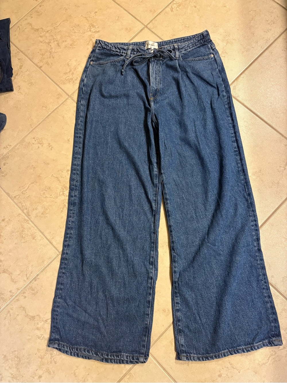 Frame Denim Wide-Leg Jeans in Dark Blue